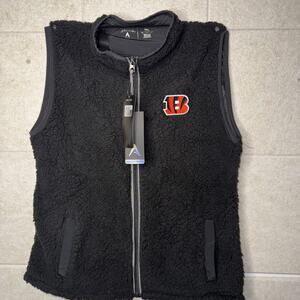NFL Antigua Cincinnati Bengals Zip Front Black Fleece Vest 2XL NWT Women's